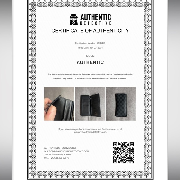 Louis Vuitton Black Checkered Wallet - Picture 11 of 11